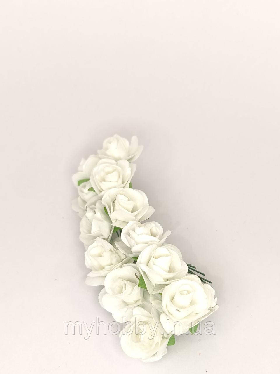 Троянди паперові 12шт білі для декору, фото 1