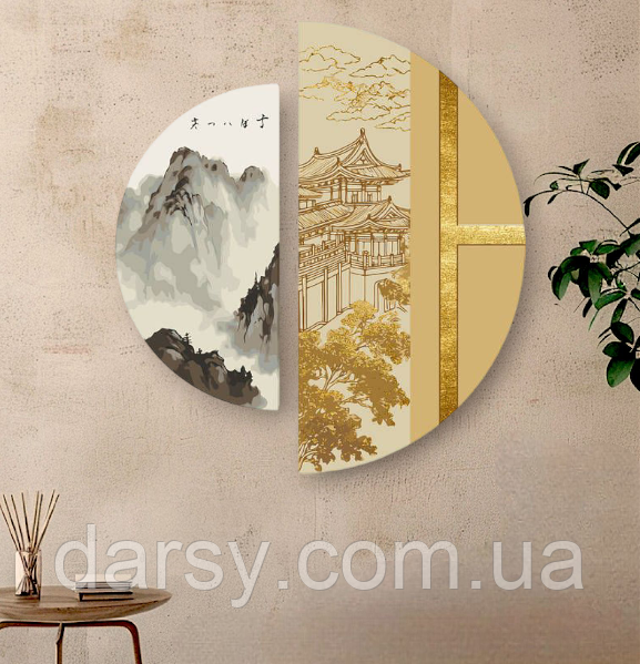 Картина за номерами Японський дух з фарбами металік (напівкруги) 70*70 см Орігамі OSR 1004, фото 1