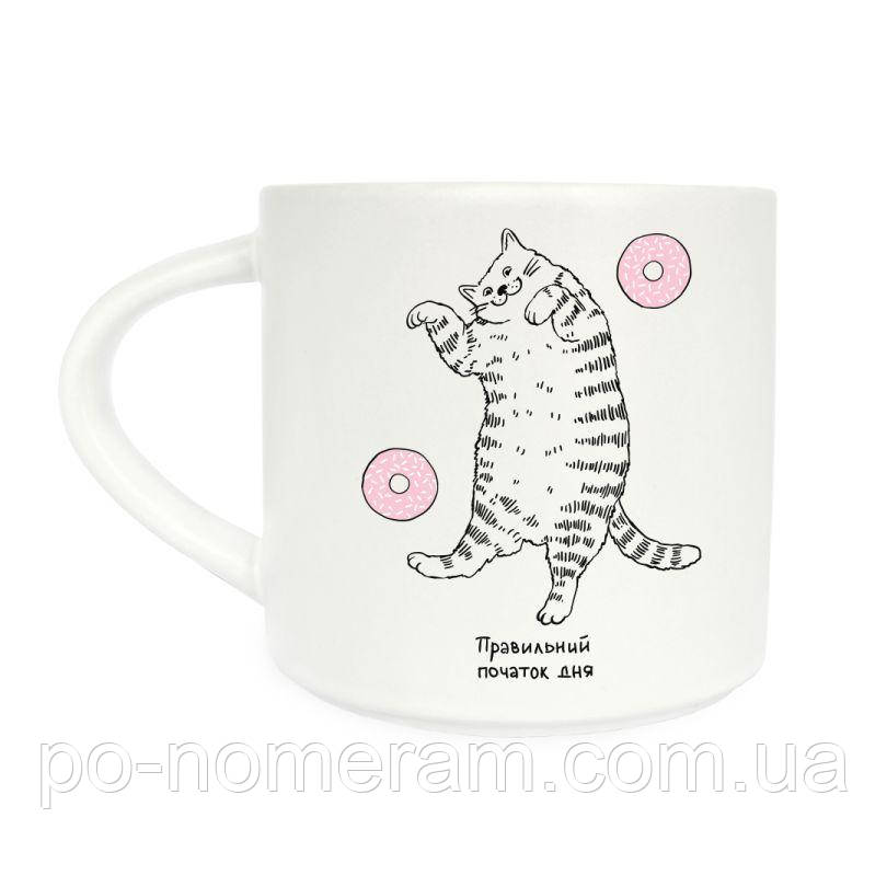 ORNER Чашка D100 Лінивий кіт з пончиками, фото 1