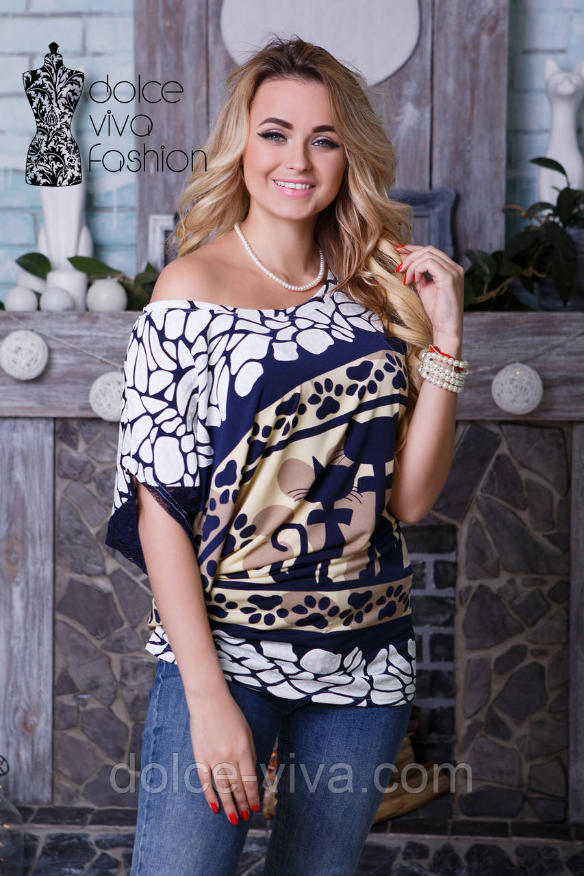 Жіноча блуза силуету асиметрії великі розміри 46-56, фото 1