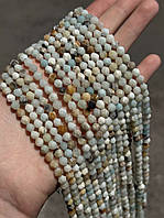 Амазоніт намистини грань 6 мм/нитка 37 см/пригорно 56-58 намистинки