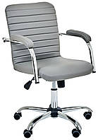 Крісло комп'ютерне офісне сірого кольору для працівників і відвідувачів Rumba-RC Хром Софт AMF