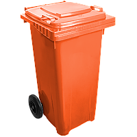Бак для сміття на колісах з ручкою 120 л помаранчевий