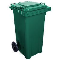 Бак для сміття на колесах з ручкою 120 л зелений