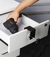 Універсальні меблеві затискачі для фасадів товщиною до 50 мм чорні. Комплект із 2 штук для захисту поверхні, фото 9