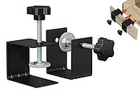 Універсальні меблеві затискачі для фасадів товщиною до 50 мм чорні. Комплект із 2 штук для захисту поверхні, фото 7