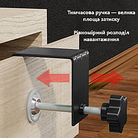 Універсальні меблеві затискачі для фасадів товщиною до 50 мм чорні. Комплект із 2 штук для захисту поверхні, фото 4