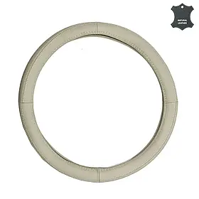 Чохол на кермо з натуральної шкіри "М" (37-38см) бежевий Elegant 105691