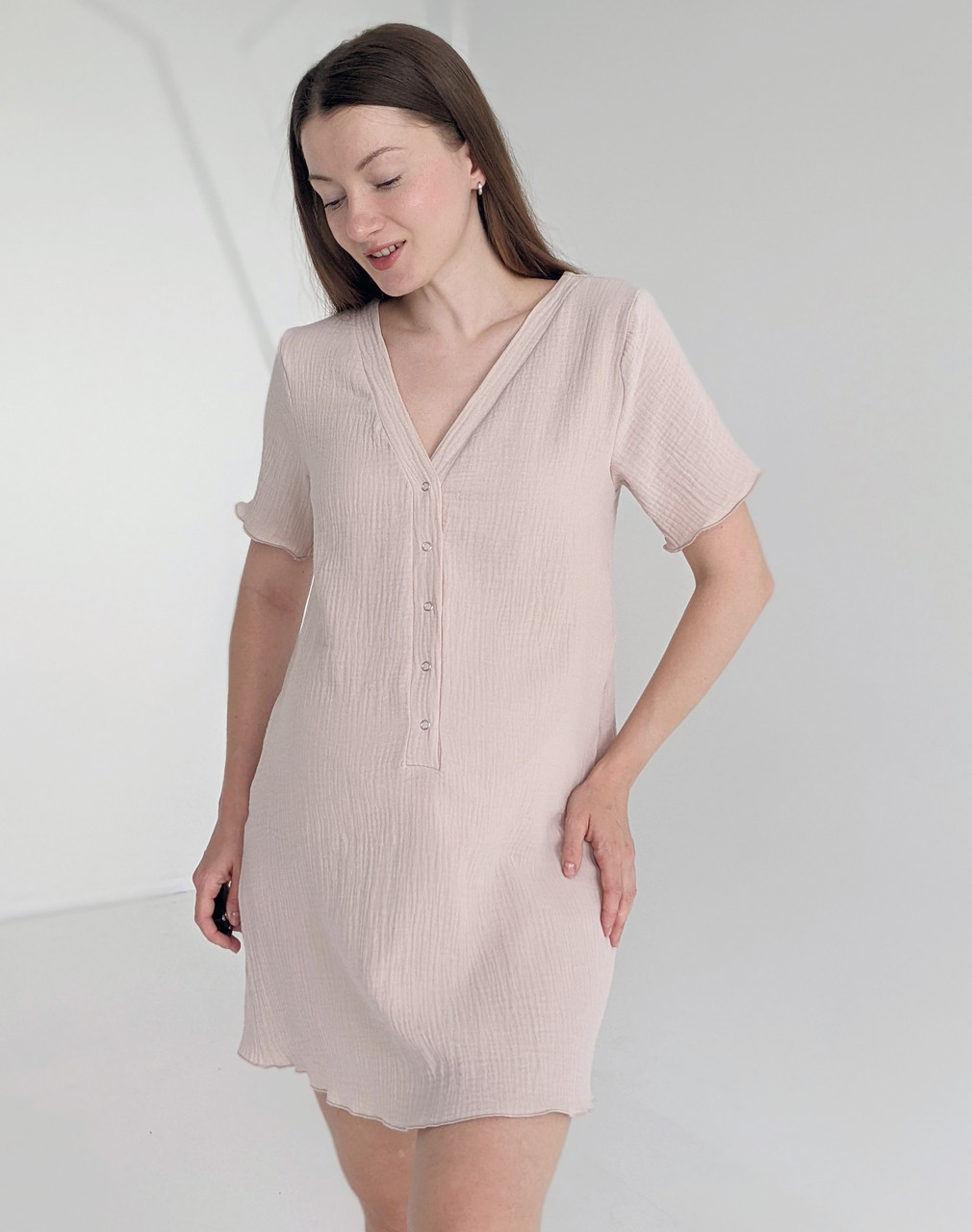 Муслінова сорочка для пологів (пісочний), фото 1