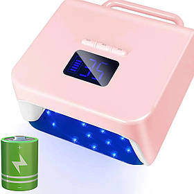 Бездротова UV/LED лампа BY10 для манікюру та педикюру, (на акумуляторі 9600 mAh) 220 Вт. Рожевий