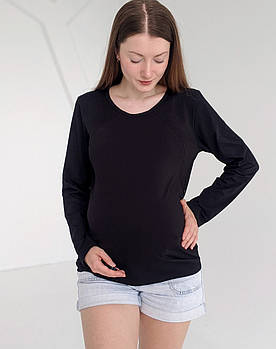 Лонгслів для годуючих мам (чорний)