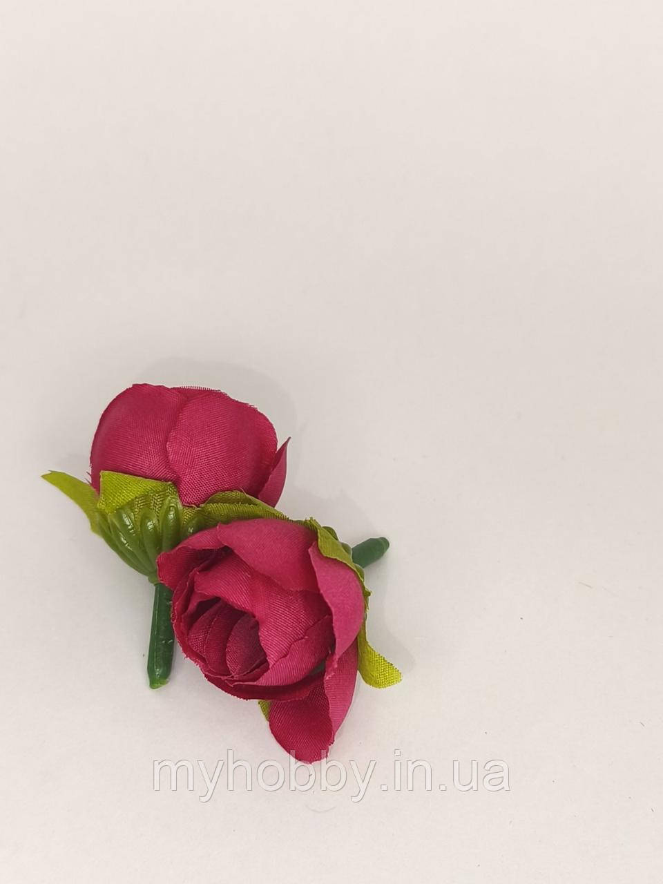 Штучна троянда 2,5см Червона -2шт для декору, фото 1