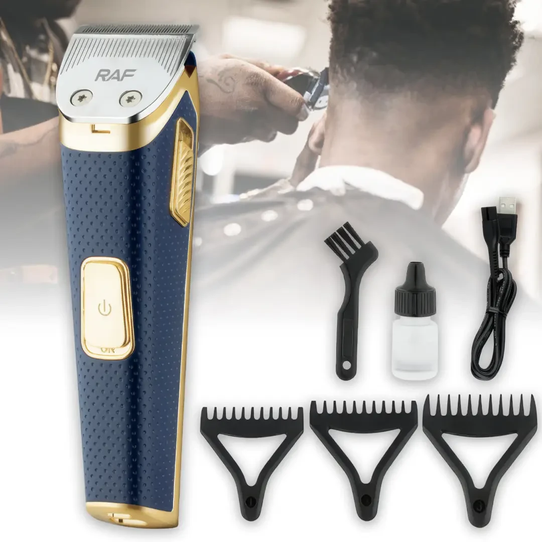 Машинка для стриження на акумуляторі з 3 насадками RAF R.475 Синя, фото 1