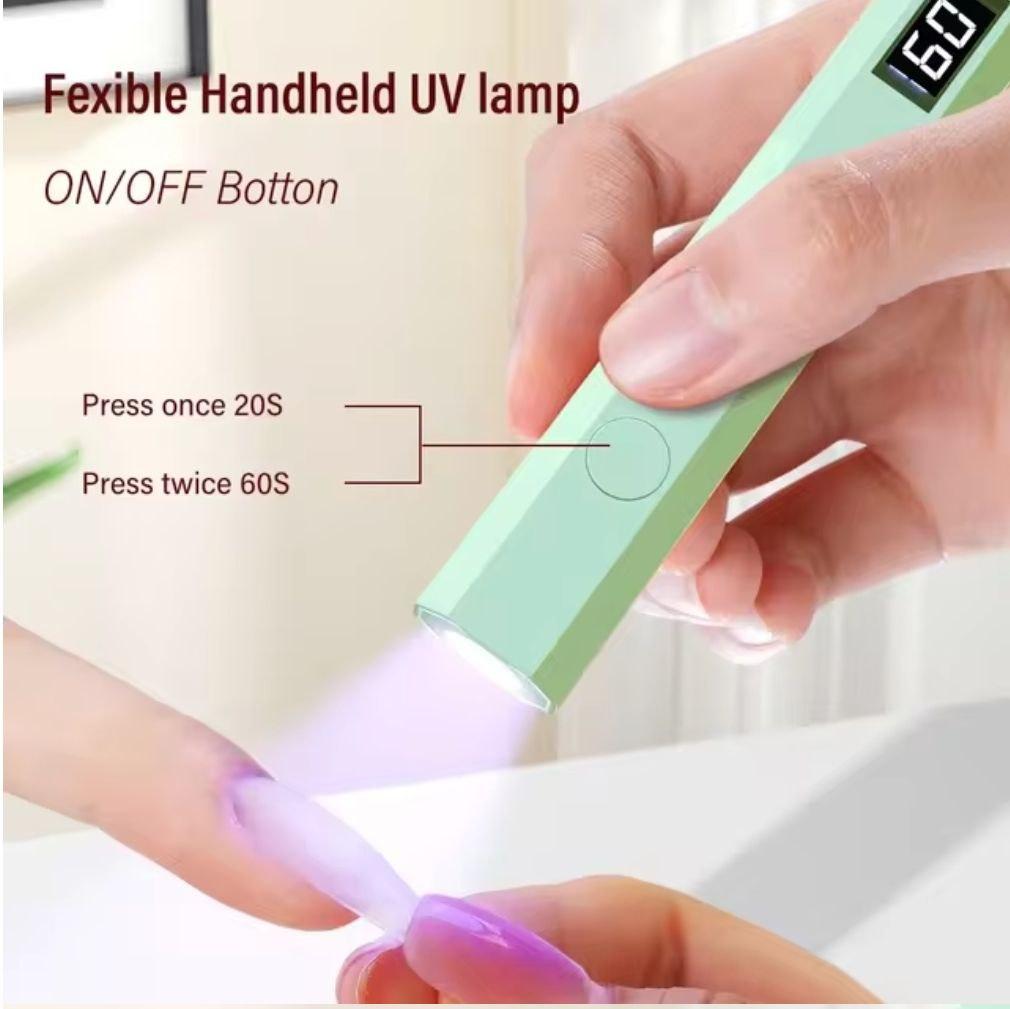 Ультрафіолетова лампа портативна для нігтів сушіння гель-лаку дорожня на акумуляторі Зелений, фото 1