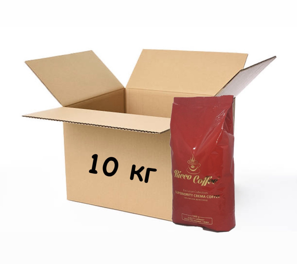 Оптом ящик кави в зернах Ricco Coffee Superiority 10кг Україна міцна кава вендінг, фото 1