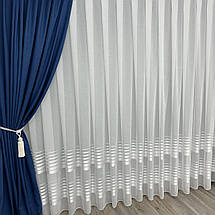 Тюль льон зі смужками Aselya білий на відріз, фото 4