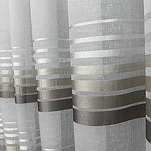 Тюль льон зі смужками Aselya мокко на відріз, фото 2