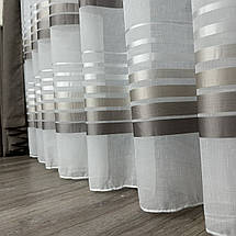 Тюль льон зі смужками Aselya мокко на відріз, фото 3