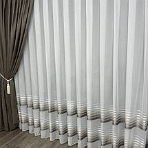 Тюль льон зі смужками Aselya мокко на відріз, фото 5