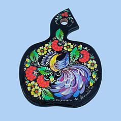 Дошка обробна з петриківським розписом "Синій птах" 20х14.5 см , гарний подарунок у подарунковій коробці