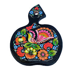 Дошка обробна з петриківським розписом "Червоний птах" 20х14.5 см , гарний подарунок у подарунковій коробці