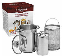 Набір для домашньої шинки Browin 3в1, каструля 4,2 л, шинниця 1,5 кг, мініфритюрниця із ситом, пресформа для шинки