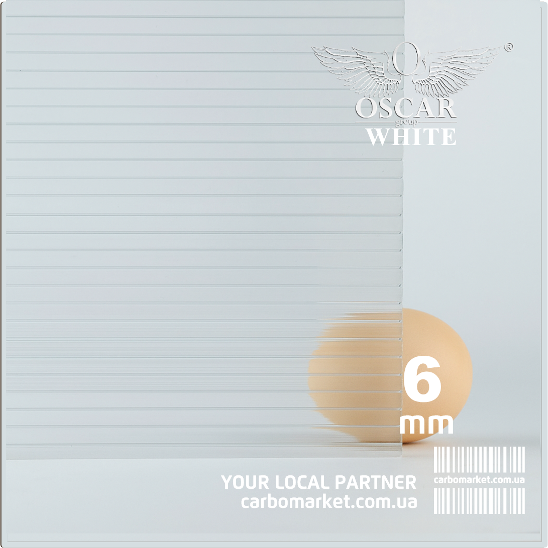 Стільниковий полікарбонат 2100Х6000Х6 mm OSCAR White прозорий Сербія, фото 1