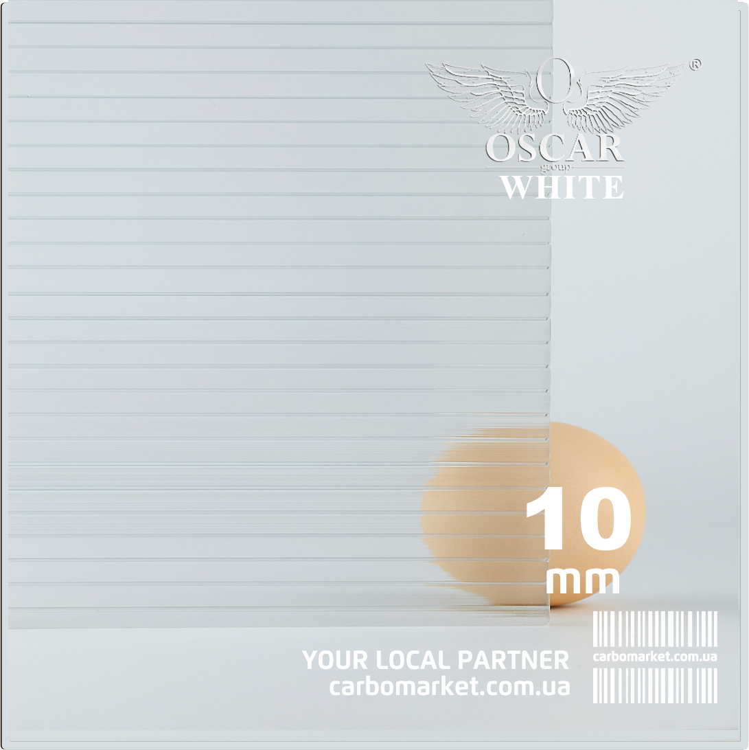 Стільниковий полікарбонат 2100Х12000Х10 mm OSCAR White прозорий Сербія, фото 1