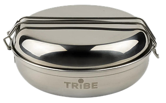 Tribe Single Set T-FG-0009 | Набір похідного посуду зі сталі в чохлі: сковорідка 0.8 л + тарілка 0.6 л, для багаття/пальника/плити, фото 3