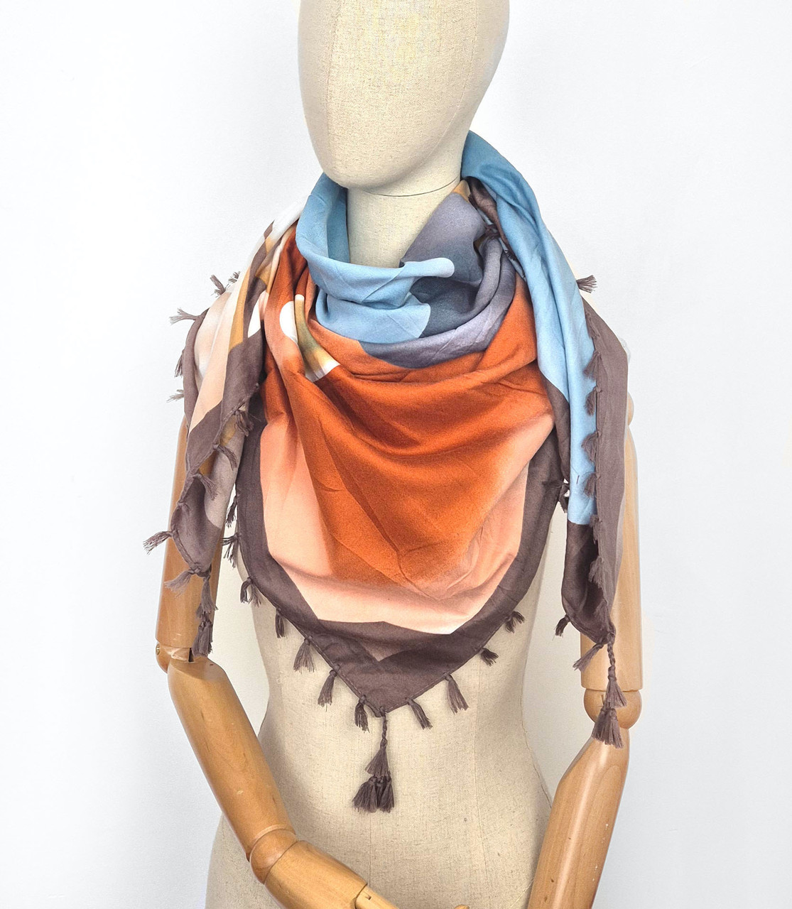 Хустка легка весняна осіння з китицями Бохо, фото 1