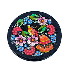 Сувенірна тарілка магніт "Червоний птах" 10 см, з петриківським розписом.