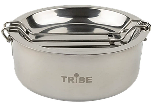 Tribe Tourist Set T-FG-0008 | Компактний набір посуду для походів зі сталі: казанок і кришка-тарілка, для багаття/пальника/плити, фото 2