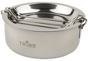 Tribe Tourist Set T-FG-0008 | Компактний набір посуду для походів зі сталі: казанок і кришка-тарілка, для багаття/пальника/плити, фото 3
