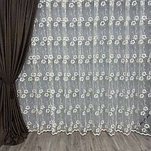 Фатиновий тюль з густою вишивкою №2345 золото оптом