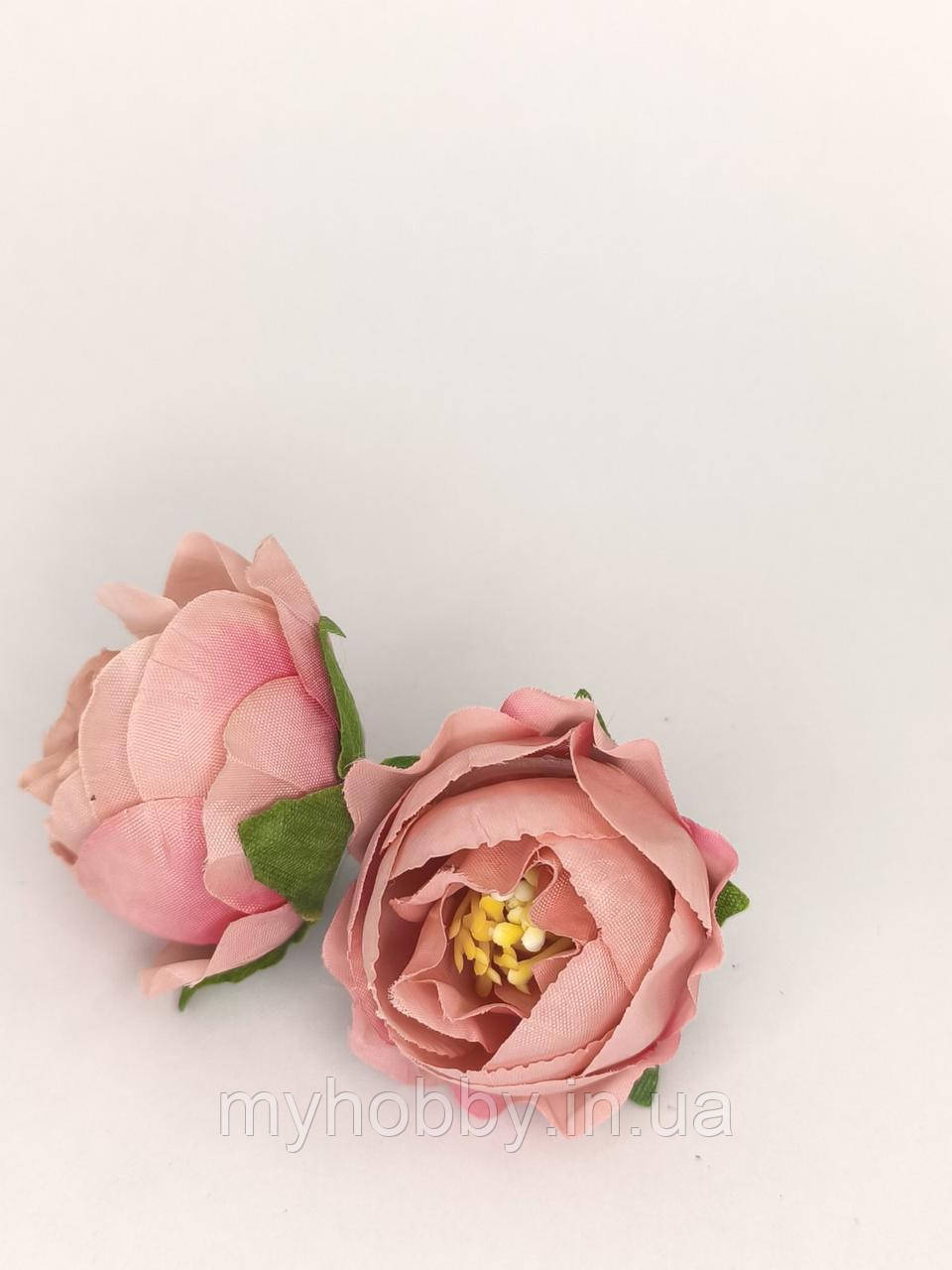 Півонія тканина 4см - (2шт) Пудрова для декора, фото 1