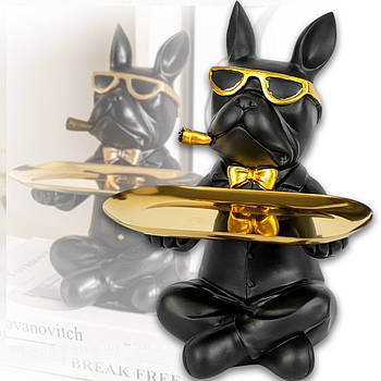 Фігурка - підставка 25x16x12 см декоративна у вигляді собаки з скарбничкою для ключів та дрібниць ZW871 Чорний