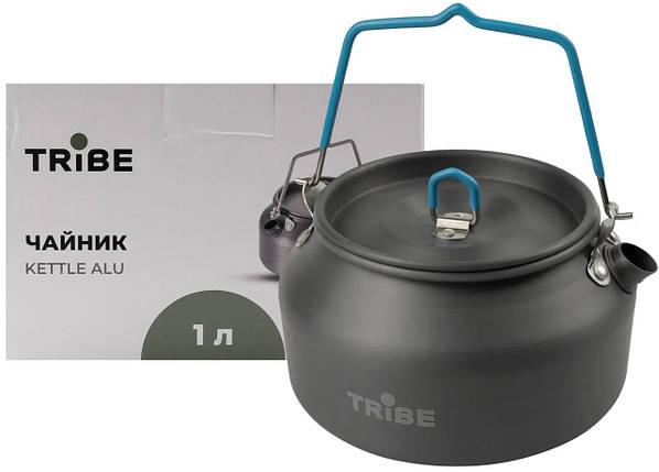 Tribe Kettle Alu T-FI-0013 Grey, 1 л | Легкий туристичний чайник з анодованого алюмінію - для пальника, плити чи багаття, фото 1
