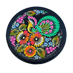 Тарілка 15 см у подарунковому пакуванні "Бірюзовий птах",з авторським петриківським розписом