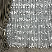 Фатиновий тюль з густою вишивкою №2345 білий оптом