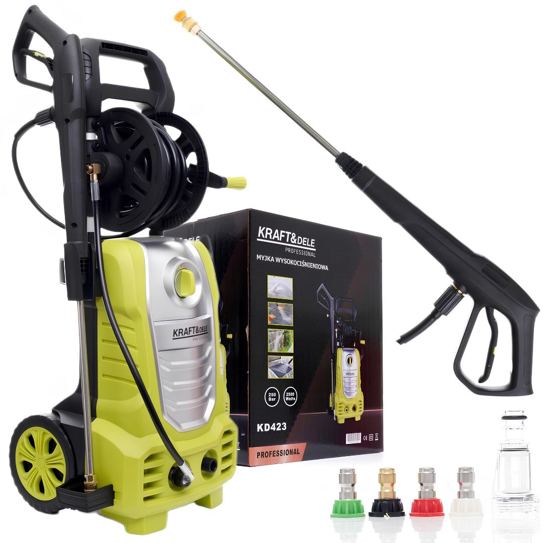 Мийка високого тиску для дому KRAFT&DELE 250 бар 2500 Вт Універсальна побутова міні мийка для автомобіля, фото 1