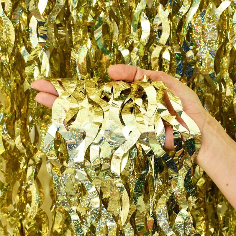 Фольгована шторка хвиляста золото голограма