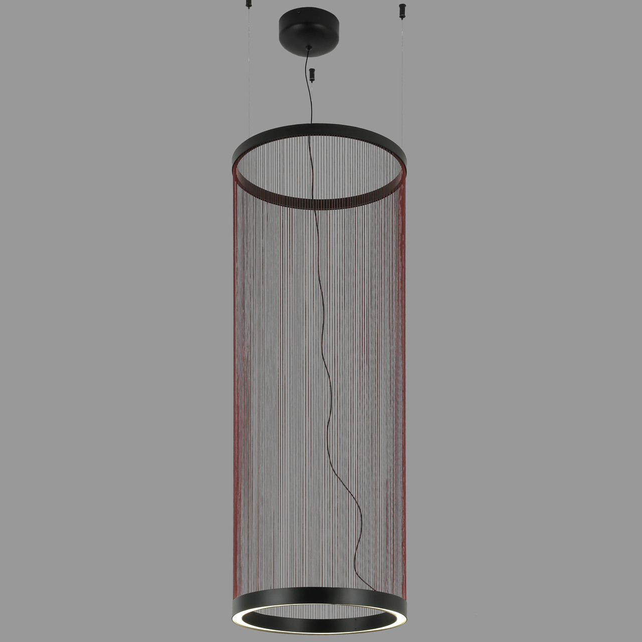 Дизайнерська чорна люстра "Array" з коричнево-червоних ниток 28W (92-D1330)