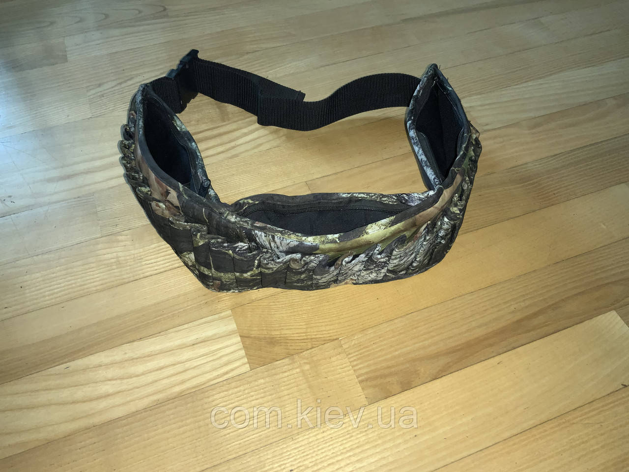 Камуфляжний Мисливський Пояс — Патронташ на 25 + 3 патрони та три кишені на блискавці, фото 1