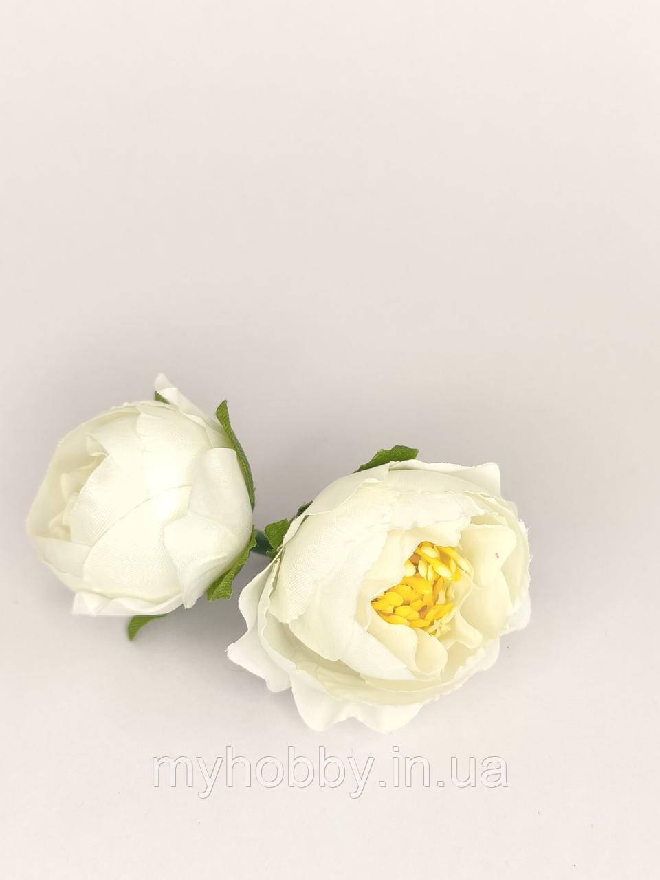 Півонія тканина 4см - (2шт) Біла для декору, фото 1
