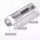 2в1 лампа/ліхтарик 105 для сушіння нігтів і гелевих типс на батарейках + штамп для стемпінгу, 12 Вт. Серебристий, фото 7