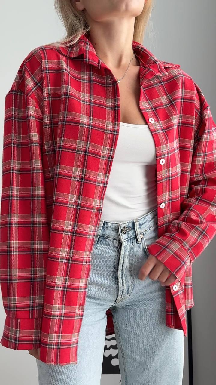 Молодіжна жіноча сорочка в клітинку вільного фасону (р. 42-46) 6131102, фото 1