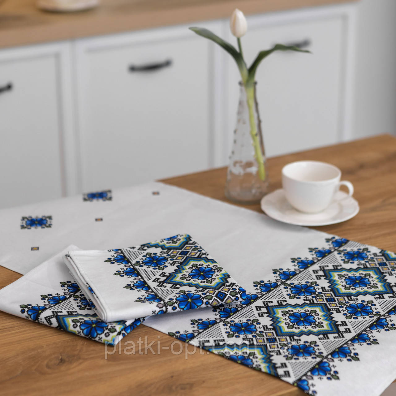 Рушник бавовняний "Етніка" (синя) 75х35 см