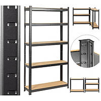 Стелаж металевий Siker P9030 180x90x30 см, 5 полиць чорний для складу, гаража та дому (42401068)