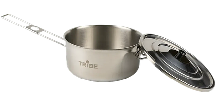 Tribe Tourist Pot T-FH-0007, 0.9 л | Сталевий казанок з ручкою для походів і кемпінгу, підходить для багаття/пальника/плити, фото 5
