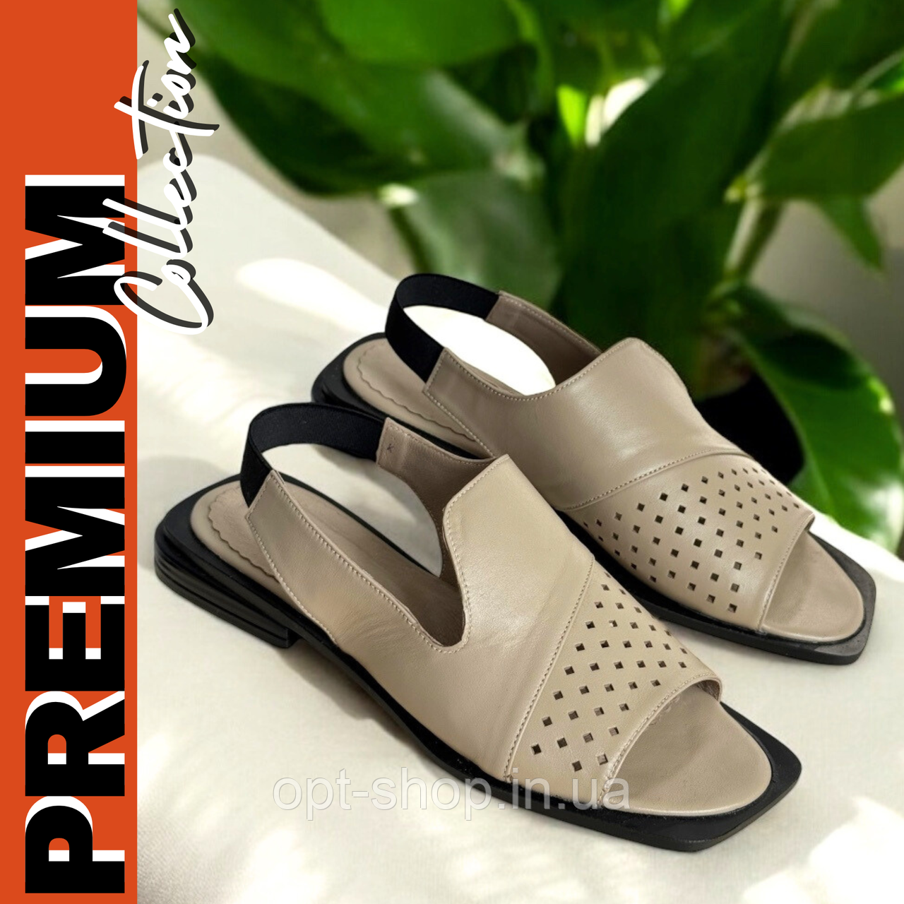 Жіночі шкіряні босоніжки на низькому ходу бежеві чорні червоні 37 38 39 розмір від виробника, фото 1